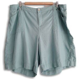 PENNINGTONS | Linen Blend Hi-Rise Casual Light Shorts Blue Teal Sz 22